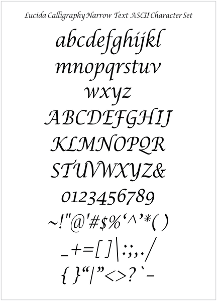 Lucida Calligraphy Narrow Text