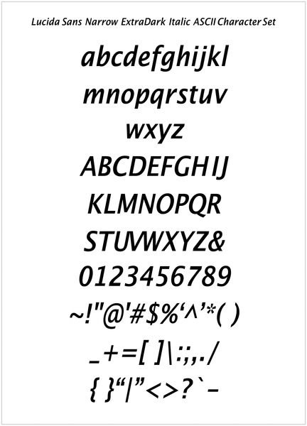 Lucida Sans Narrow ExtraDark Italic – Lucida Fonts