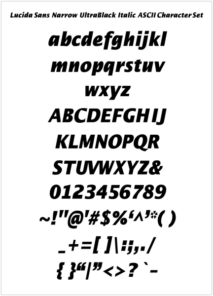 Lucida Sans Narrow UltraBlack Italic